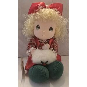 NWT Precious Moments "Holly" Christmas doll blonde curly hair Vintage 1991